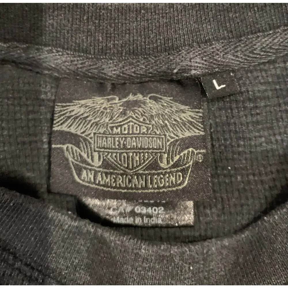 Harley Davidson Thermal L Skull Logo BikerCore Grunge‎ Streetwear